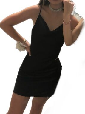 B Darlin Black Mini Slip Dress with V-Neck